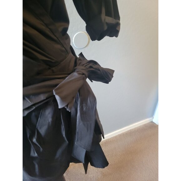 Nordstrom Cynthia Steffe Black Rolled Sleeve Tie Bow Detail Knee Length Dress - Picture 5 of 11